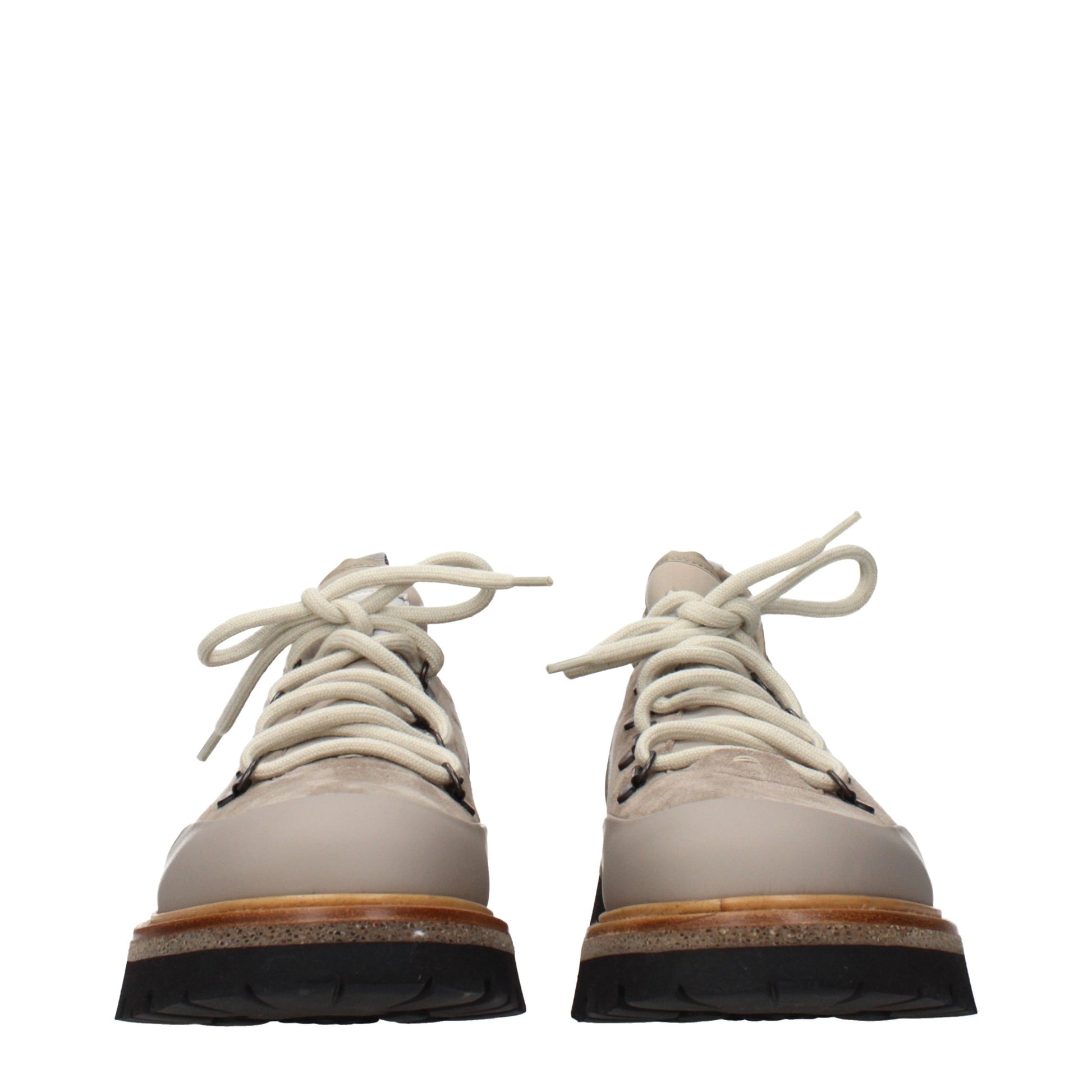 Beige Leather Low Top Sneakers