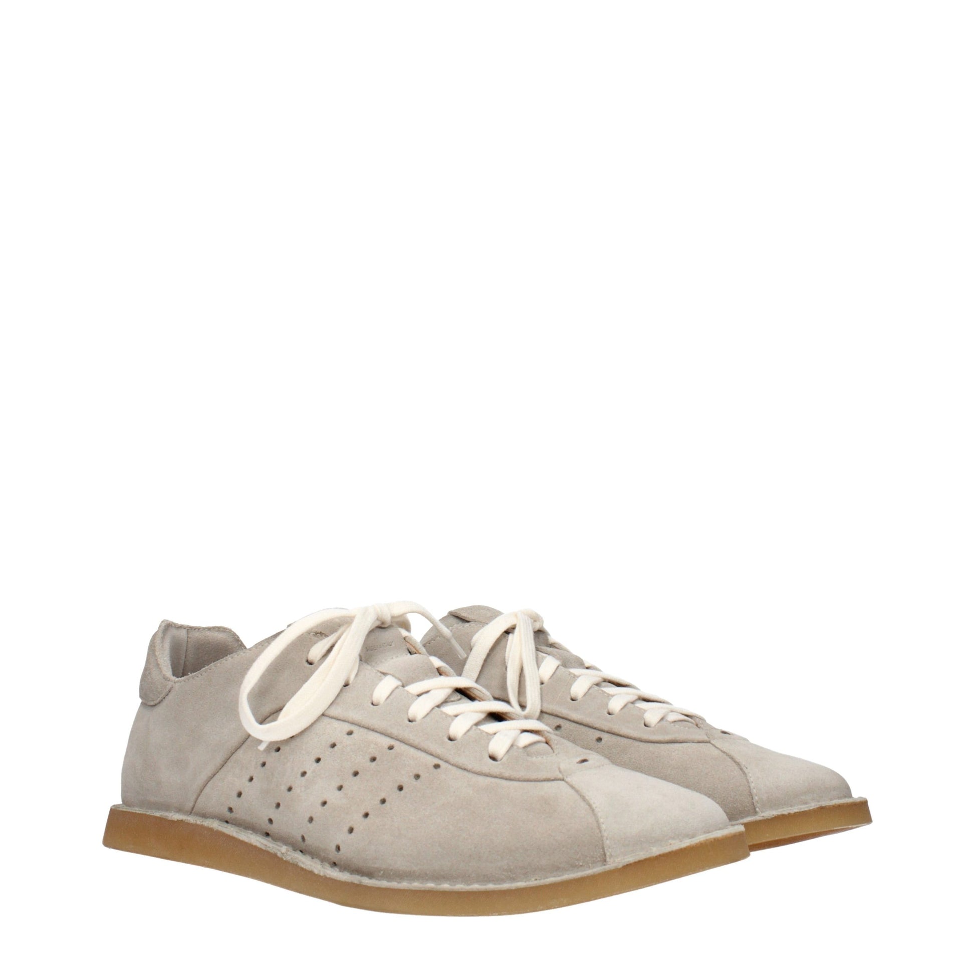 Gray Leather Low Top Sneakers