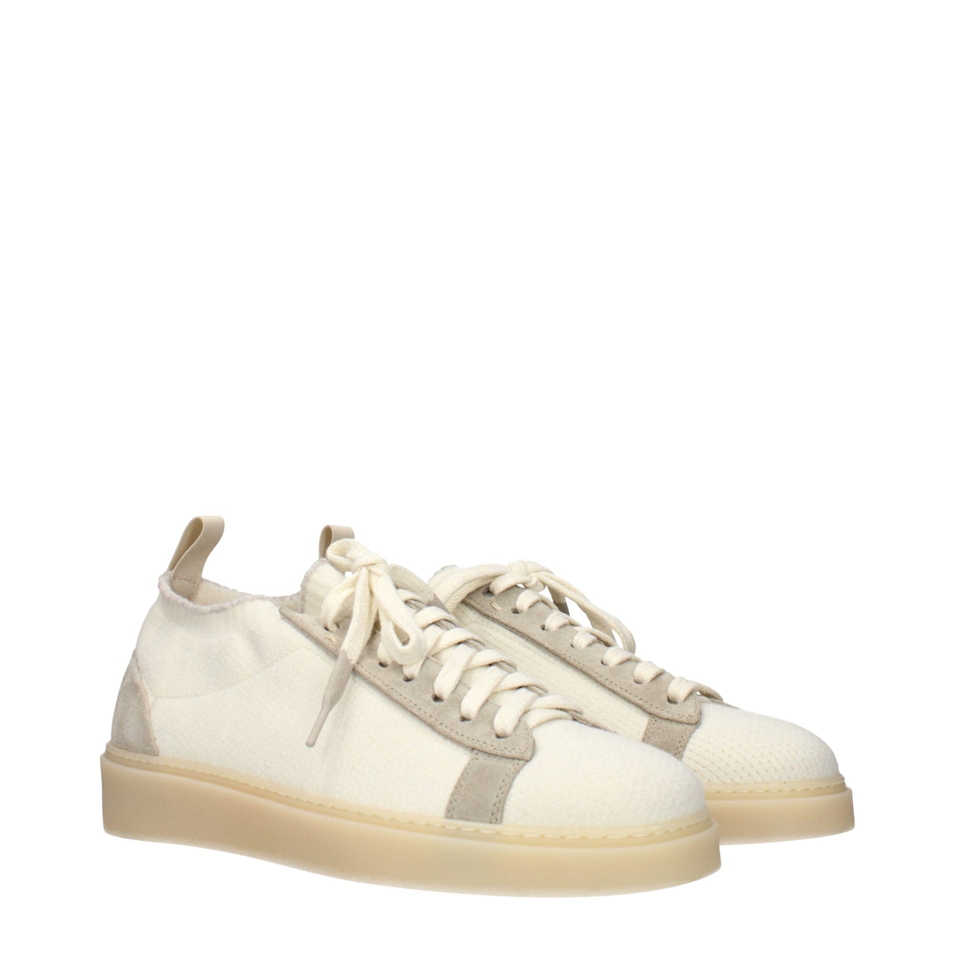 Beige Fabric Low Top Sneakers