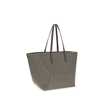 Brown Cotton Shoulder Bag