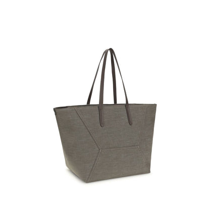 Brown Cotton Shoulder Bag