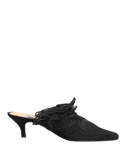 Black Lace Heels Sandals Shoes