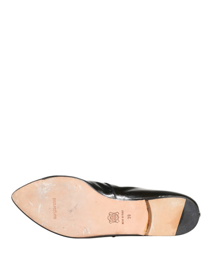 Black Leather AnkleBoots Shoes