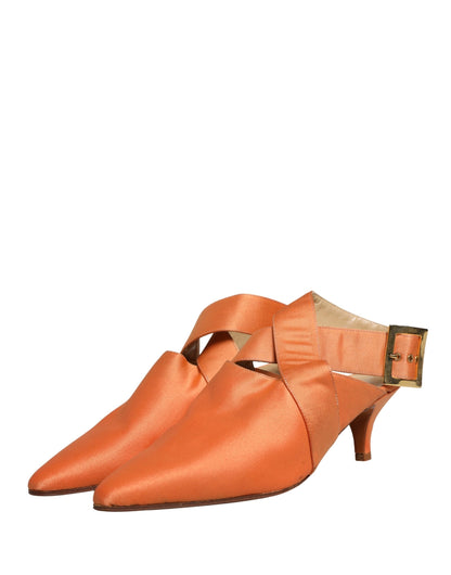 Orange Satin Sandals Shoes