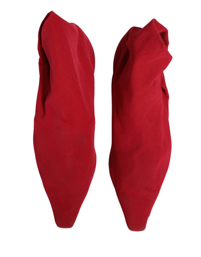 Red Suede Ankle Boots Shoes