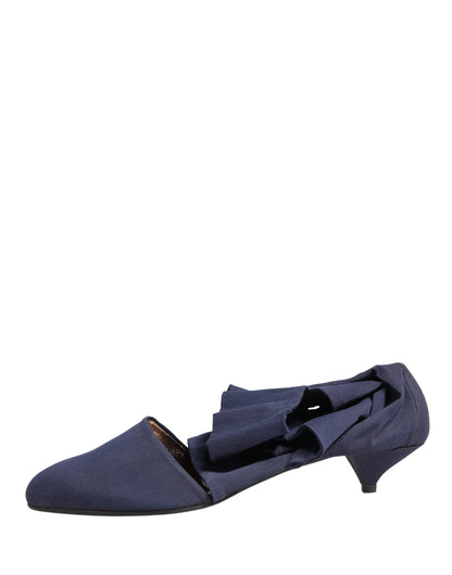 Blue Cotton Ankle Boots Shoes