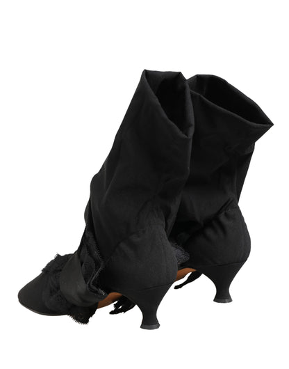 Black Suede Mid Calf Boots Shoes