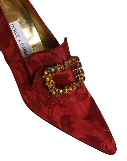Red Brocade Crystal High Heel Pumps Shoes