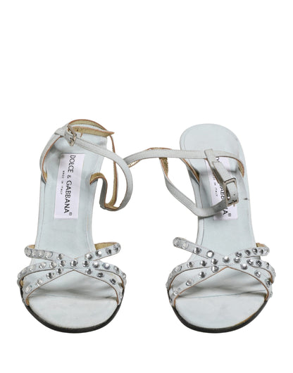 White Rhinestone High Heeled Sandals Shoes