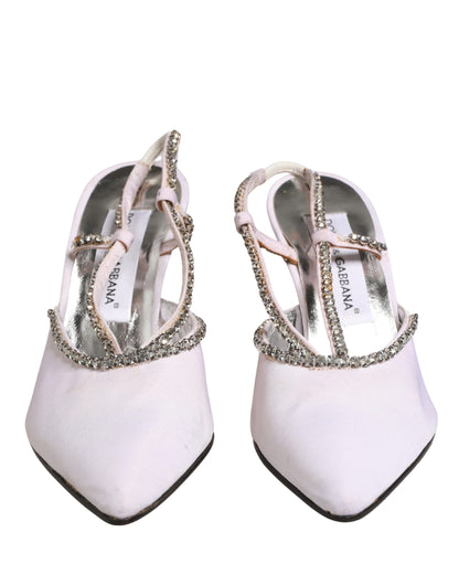 White Strass Crystal Slingbacks Pumps Shoes