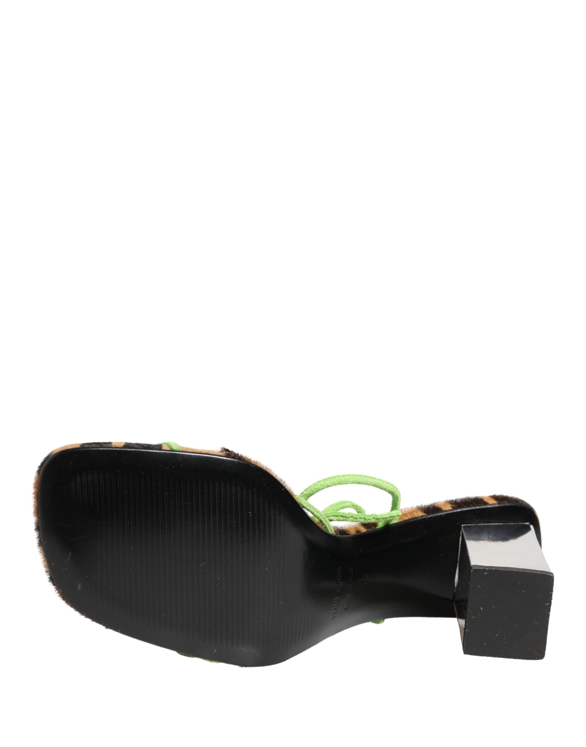 Multicolor Leather Block Heels Sandals Shoes