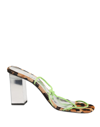 Multicolor Leather Block Heels Sandals Shoes