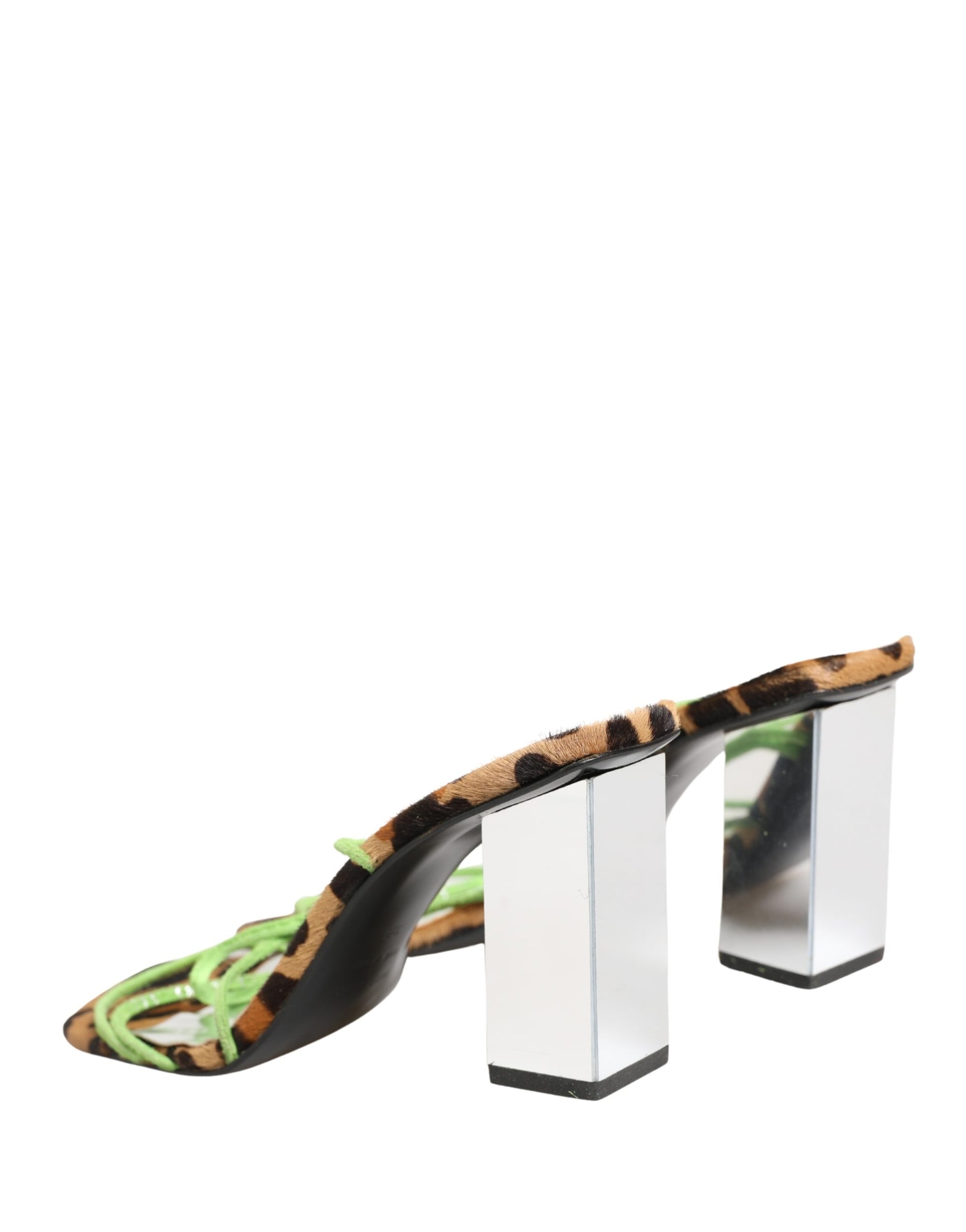 Multicolor Leather Block Heels Sandals Shoes