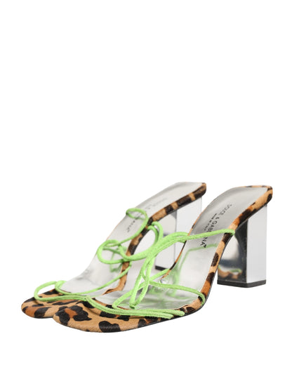 Multicolor Leather Block Heels Sandals Shoes