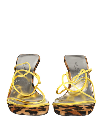 Multicolor Leather Block Heels Sandals Shoes
