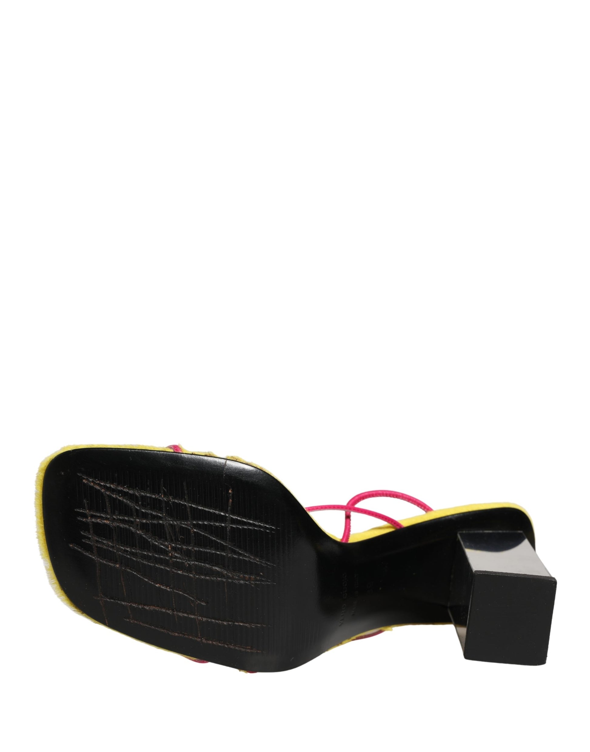 Multicolor Leather Block Heels Sandals Shoes