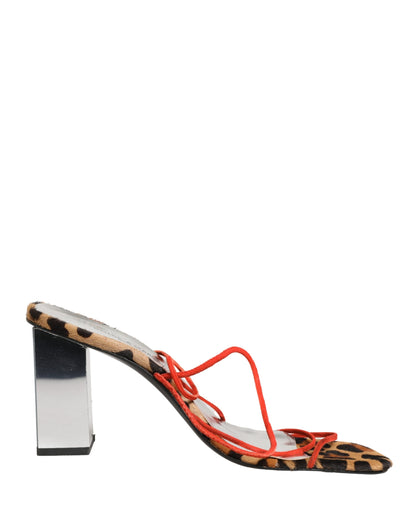 Multicolor Leather Block Heels Sandals Shoes