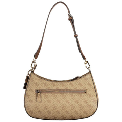 Beige Polyurethane Women Handbag