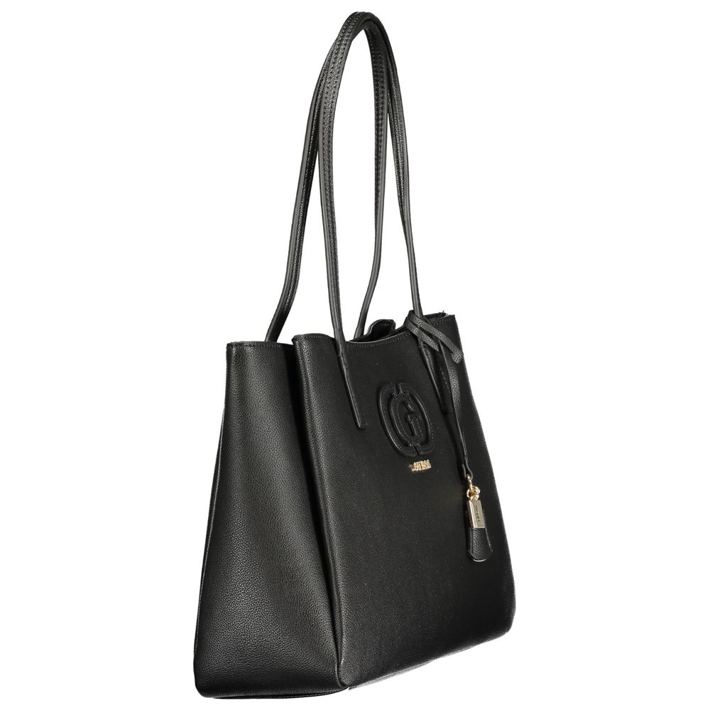 Black Polyurethane Women Handbag
