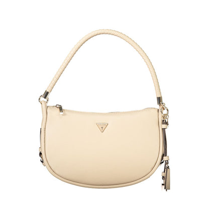 Beige Polyurethane Women Handbag