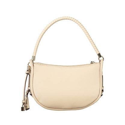 Beige Polyurethane Women Handbag