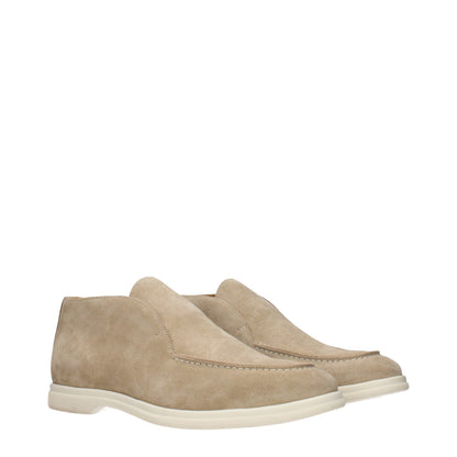 Beige Leather Ankle Boots