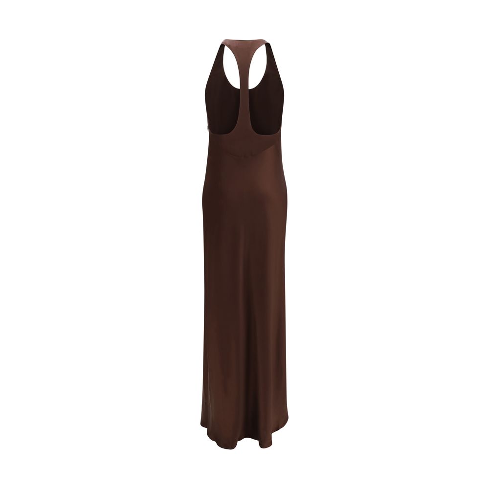 Brown Silk Casual Dress