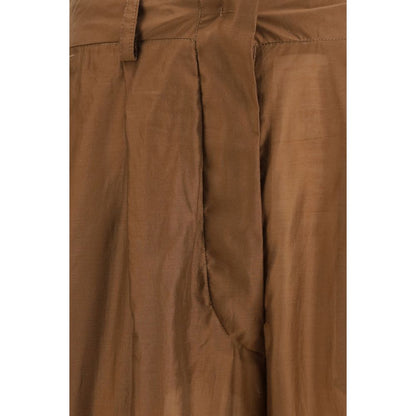 Brown Cotton Casual Pants