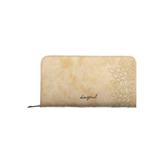 Beige Polyurethane Women Wallet