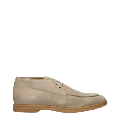 Beige Leather Lace-Up Boots