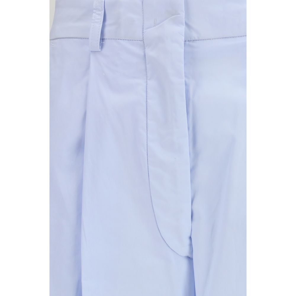 Blue Cotton Casual Pants