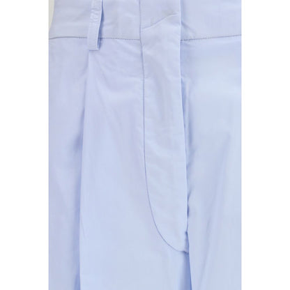 Blue Cotton Casual Pants