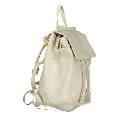 Ecru Polyurethane Women Backpack