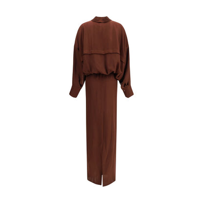 Bordeaux Silk Casual Dress