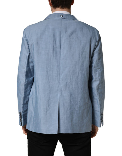 Light Blue Single Breasted Men Jacket Blazer