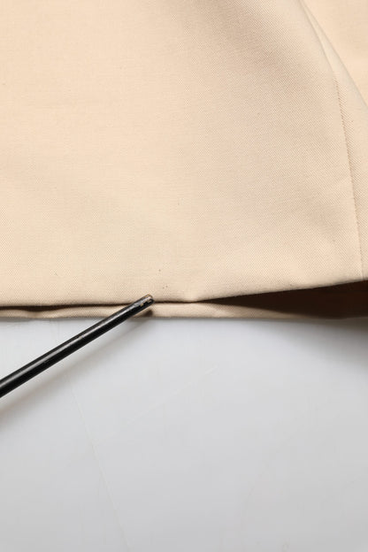 Beige Cotton Straight Men Dress Trouser Pants