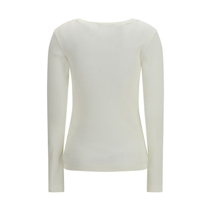 Beige Cotton Long Sleeve T-Shirt