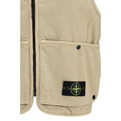 Beige Cotton Sleeveless Jacket