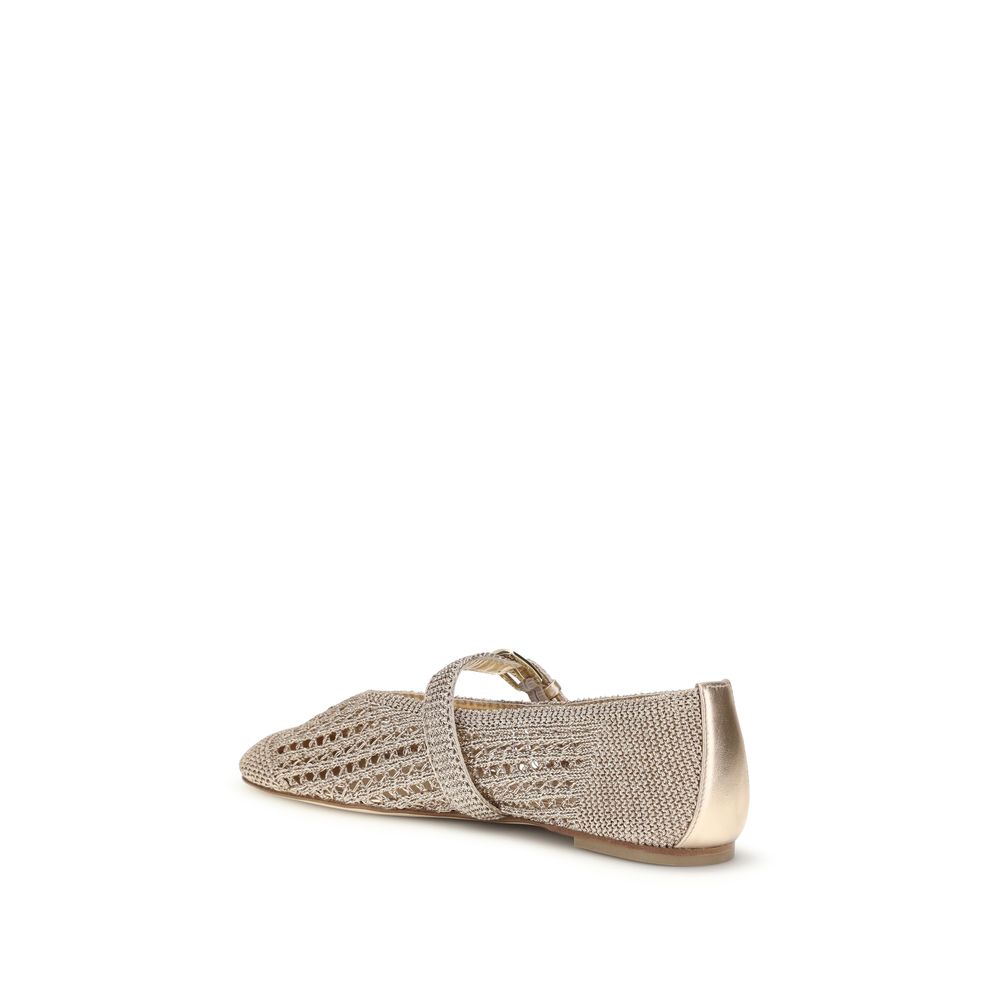 Gold Fabric Ballet Flats