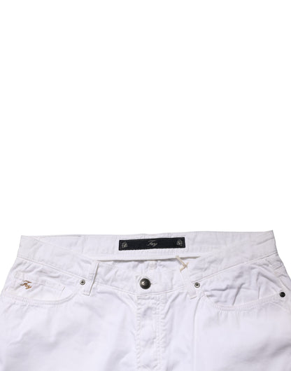 White Cotton Stretch Straight Casual Men Denim Trouser Jeans