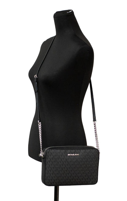 Michael Kors Jet Set Large East West Crossbody Black MK Signature