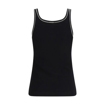 Black Cotton Sleeveles T-Shirt