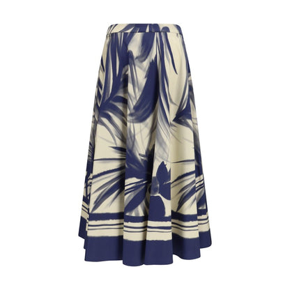 Blue Cotton Midi Skirt