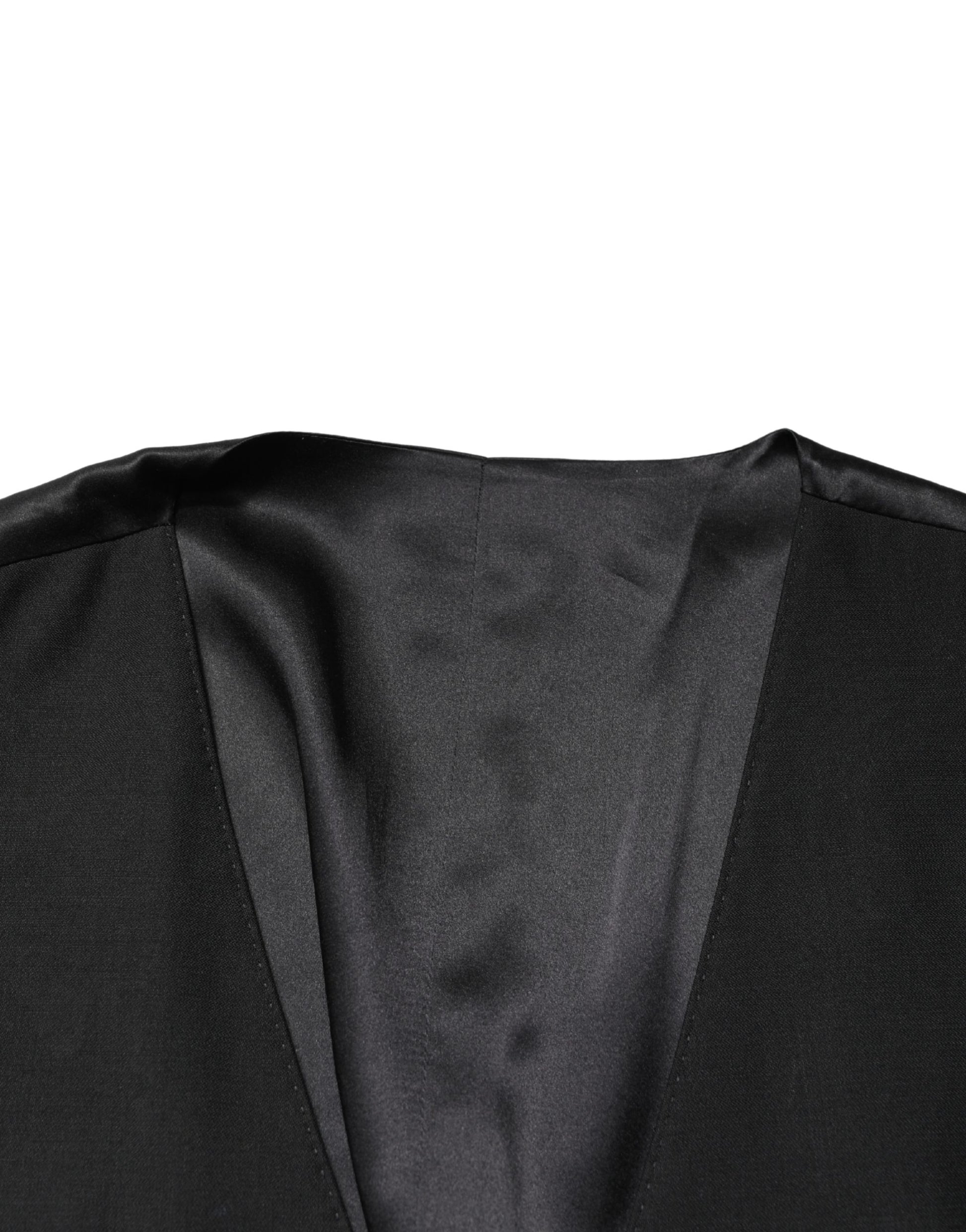 Black Wool Single Breasted Men Waistcoat Vest