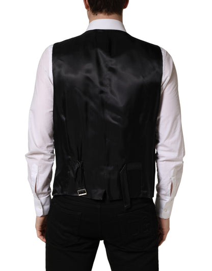 Black Wool Single Breasted Waistcoat Vest