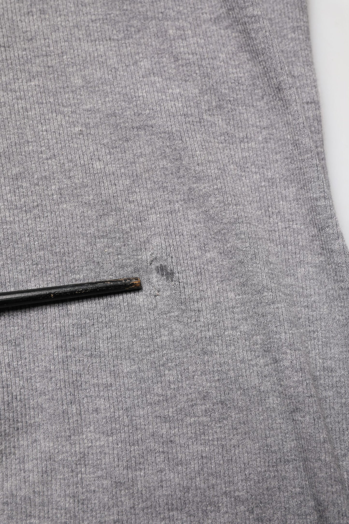 Gray Ribbed Cotton Long-Sleeve Henley  T-shirt