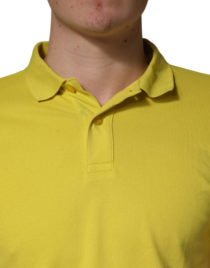 Yellow Short Sleeve Pique Men Cotton Polo Shirt T-shirt