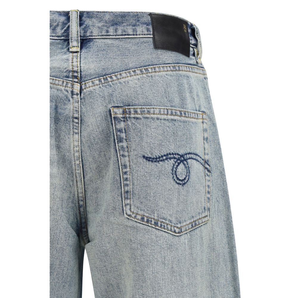 Blue Cotton High-Waisted Jean