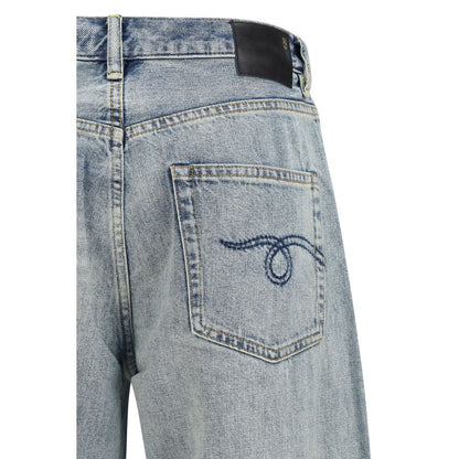 Blue Cotton High-Waisted Jean