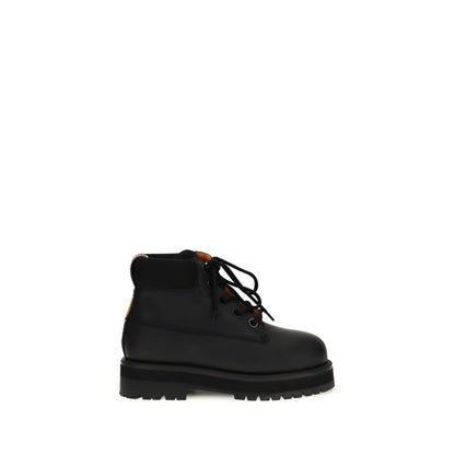 Black Calf Leather Bos Taurus Lace-Up Boots